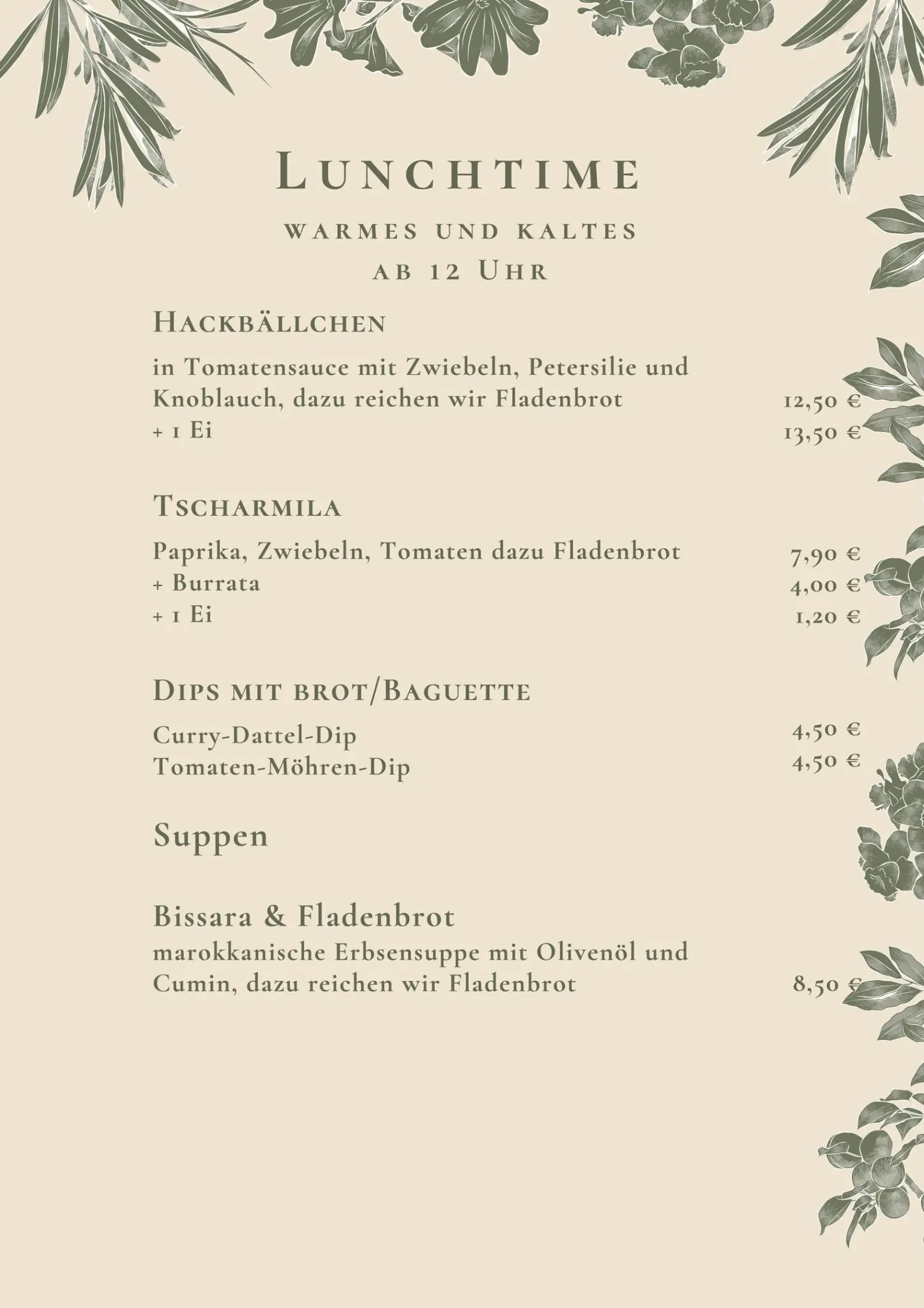 Speisekarte Lunchtime warm